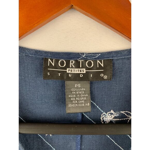 Norton Studio Petite Sleeveless Blue Linen Maxi Dress - Picture 4 of 5